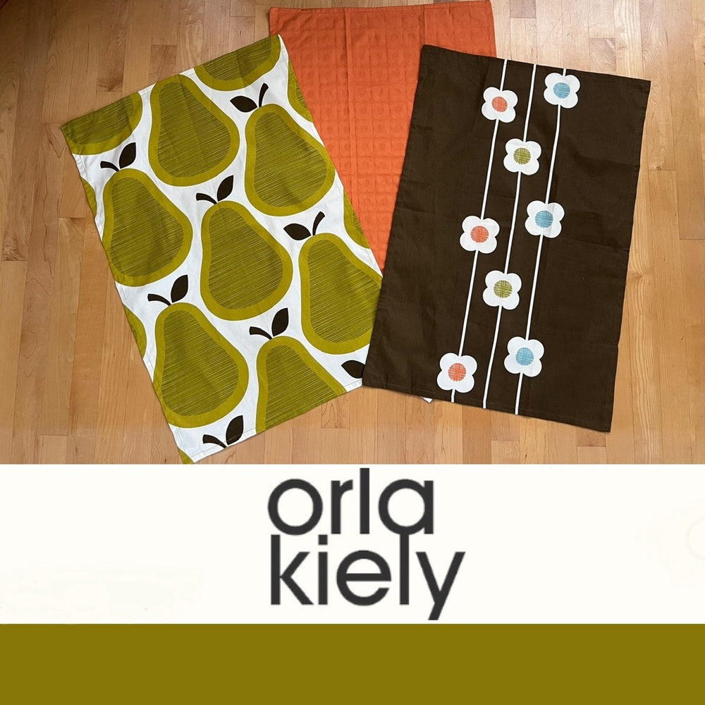 3️⃣Rare find! Set of Three NWOT Orla Kiely x Target Retro Dish Towels/Tea Towels